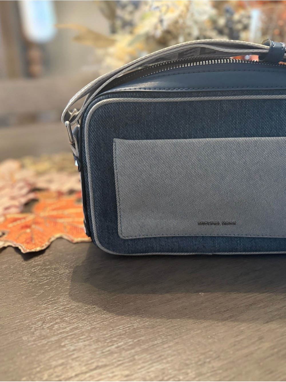 Michael Kors Two-Tone Blue Denim Crossbody Bag